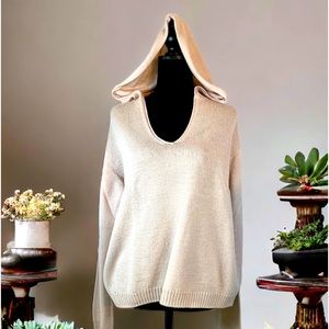 ST JOHN ELEGANT HOODED KNIT SWEATER Size L
